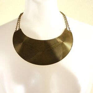 Vintage Gold Bib Cleopatra Collar necklace 1970s 1980s Disco style Statement